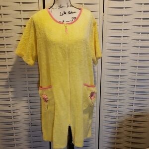 Stan Hernan Yellow Zip-Up Terry Cloth Robe